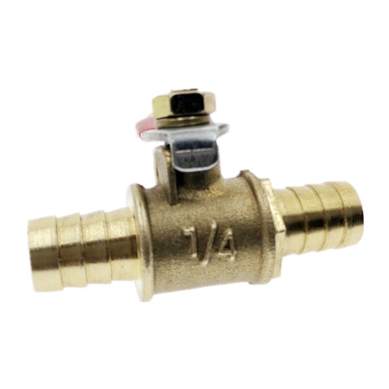Rødt håndtak ventil 6mm-12mm slange barb inline messing vann olje luft gass drivstoff linje avstengning kuleventil rørbeslag