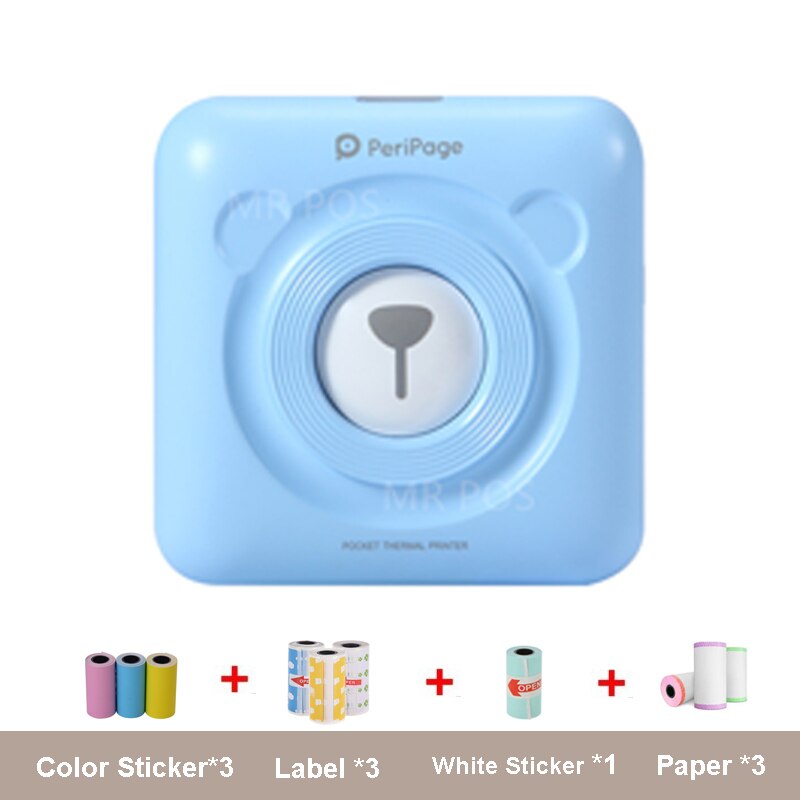 Bluetooth Portable Printer High Resolution Peripage Mini Photo Printer thermal Printer For Mobile Phone Android And IOS: blue printer