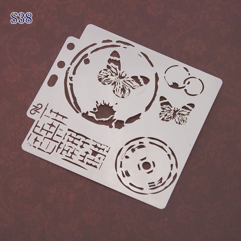 Cat Decorative Ruler Spray Painting Stencil Drawing Tool for Coffee Baking Cake Spraying Scrapnooking DecorationTemplate: butterfly