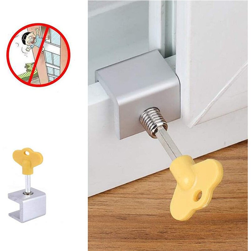 Aluminum Window Stopper Lock Door Frame Security Locks Adjustable Sliding Window Locks with Key Patio Door Lock