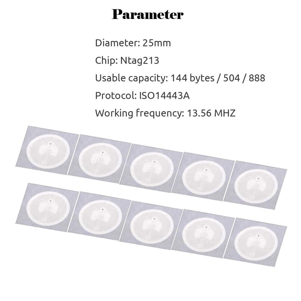 10Pcs Ntag213 Nfc Tags Stickers 13.56 Mhz Ntag 213 Universele Label Rfid Key Token Patrol Ultralight Tags