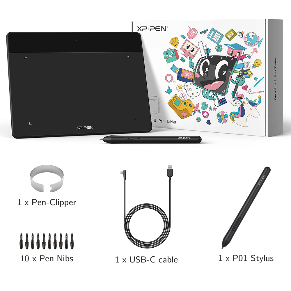 XP Pen Deco Fun XS Graphic Tablet 8192 levels Tilt Digital Drawing Tablet 266RPS Support Android Mac Linux Windows Chrome