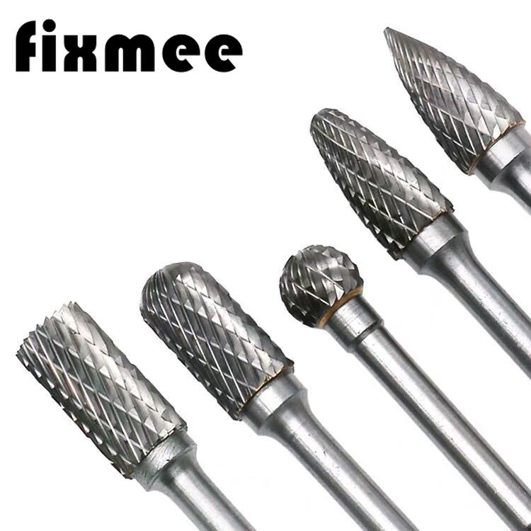 5pcs/set Assorted 12mm Head Tungsten Carbide Rotary Point Burr Die Grinder Bit 6mm Shank Milling Cutter Abrasive Tools