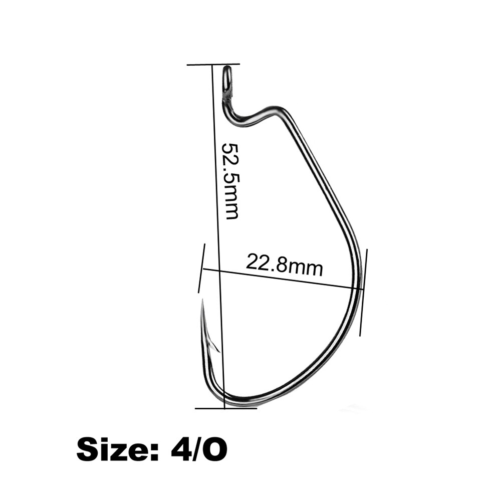 50 stk / mye størrelse : 6#--5/ o fiske krok karbon stål avlet sveiv offset fiskehake til myk orm lokke bass pigg karpe fiske: 4o