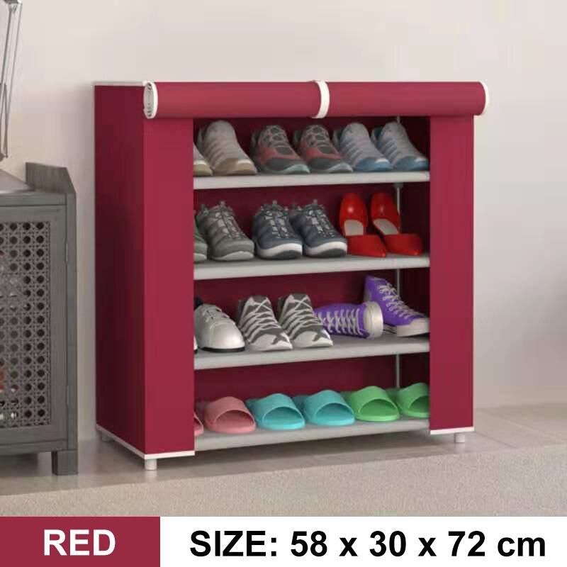 5/7/10 schicht Schuh Gestell Abnehmbare Staubdicht Vlies Stoff Schuh Schrank Hause platzsparende Stehen Halfter Schuhe Veranstalter: 5 Schicht rot