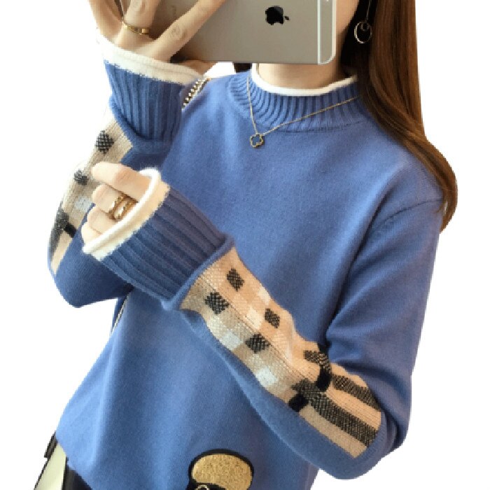 Winter Postpartale Frauen Stillzeit Kleidung Plaid Langarm Rollkragen Stillen Pullover Pflege Stricken Pullover
