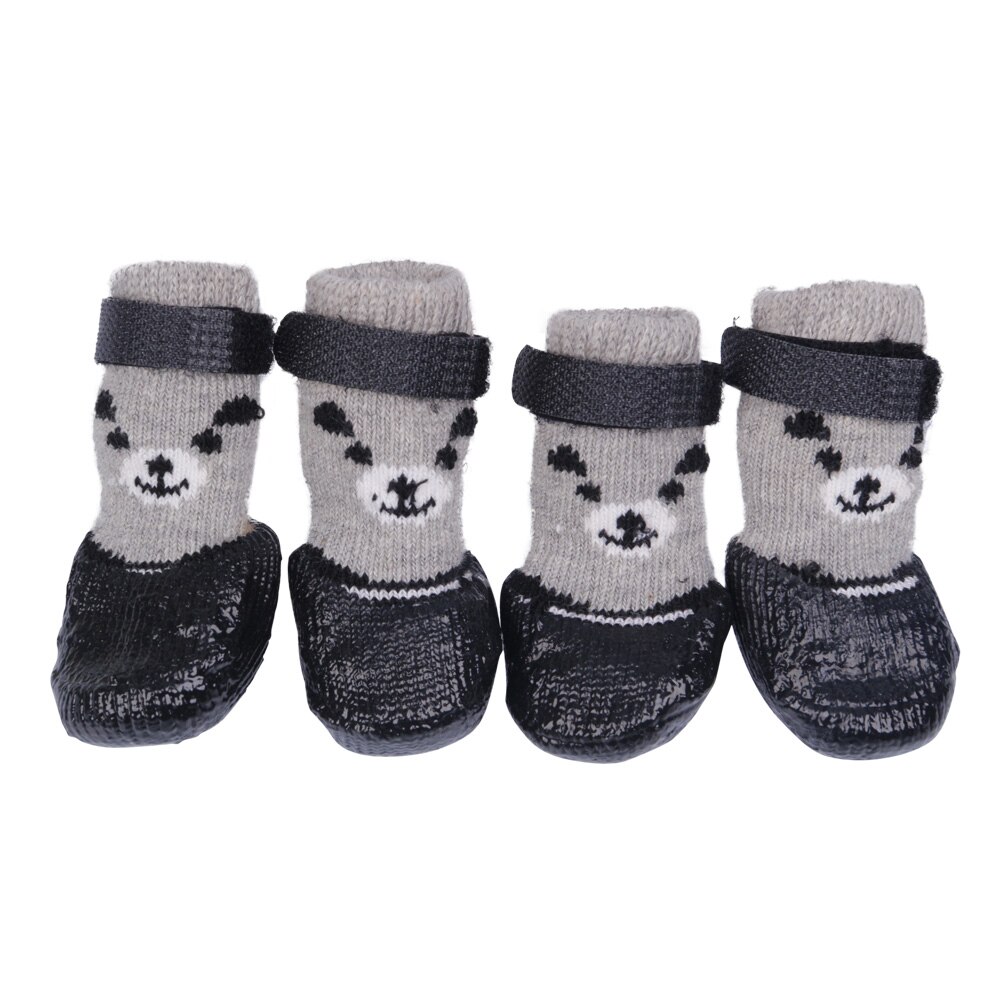 4 Stuks Waterdichte Rubberen Regen Lopen Rubber Schoenen Laarzen Voor Kleine Puppy Hond S/M/L: black / L