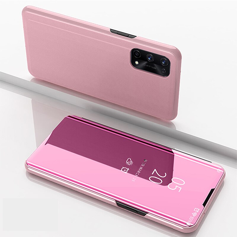 Uftemr Cassa Del Telefono per LG Velluto Copertura Della Cassa 6.8 "Del Basamento Dello Specchio di Cuoio del PC chiaro Visualizza di Vibrazione Shockproof Coprilibro per LG Velluto 5G: rosa oro