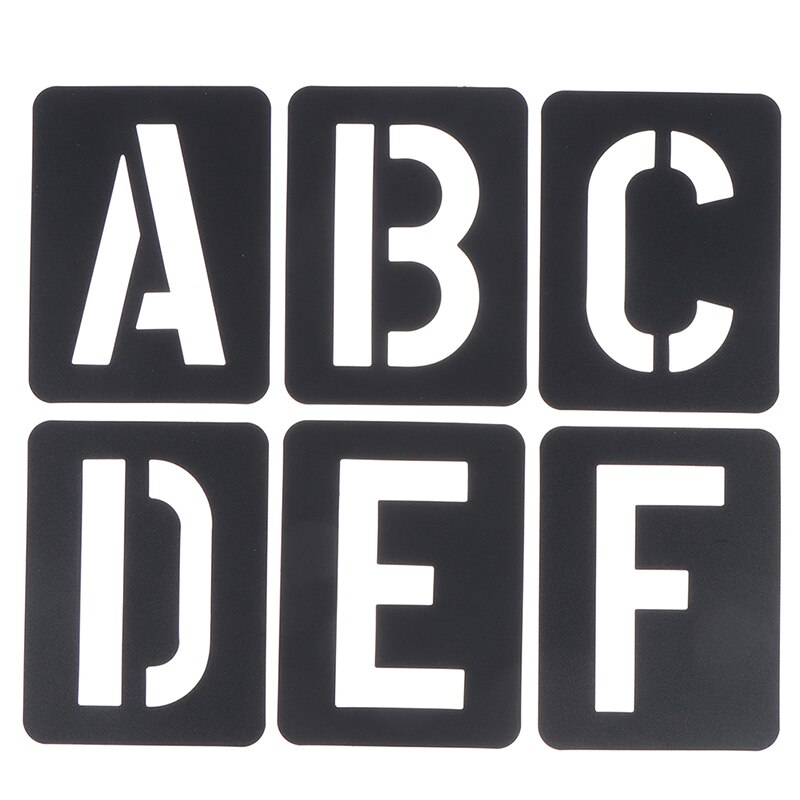 Plantilla hueca para pintura de pared, plantilla de estampado en relieve, letras, números, símbolo, PP, negro, 42 unids/set por juego