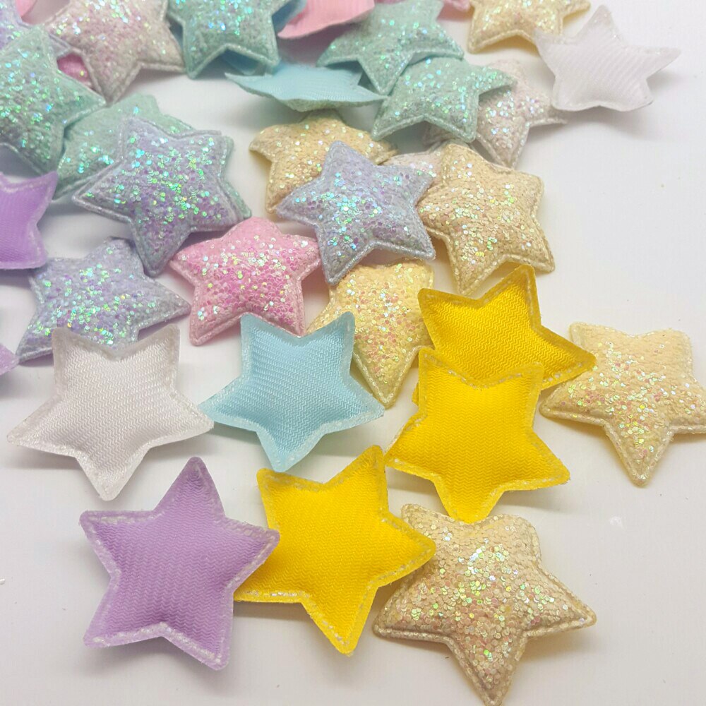 10 stuks snoep knutsel glitter patches schattige sterren haar strik accessoires plak patch voor kleding knutsel patch diy knutselbenodigdheden