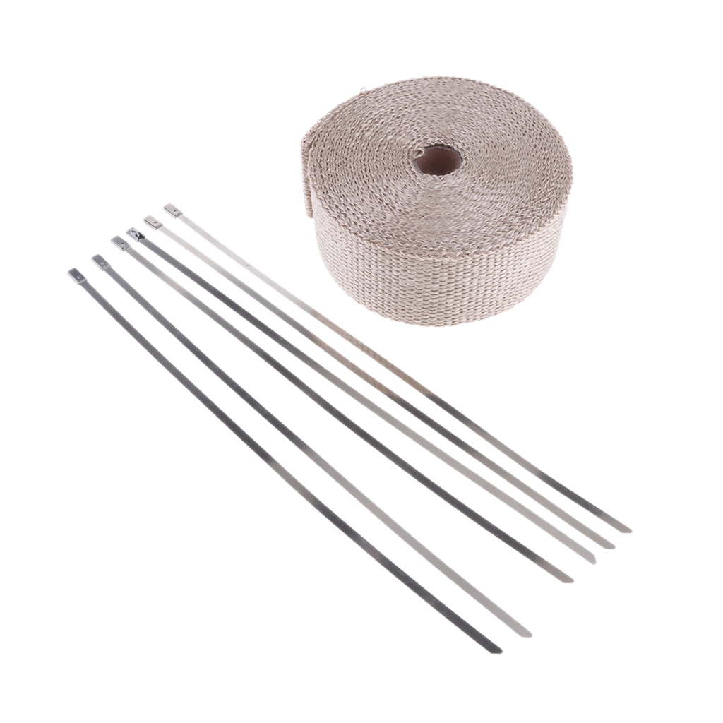 10m*5cm*2mm Exhaust Manifold Heat Wrap DIY Motorcycle Car with 6 Cable Ties