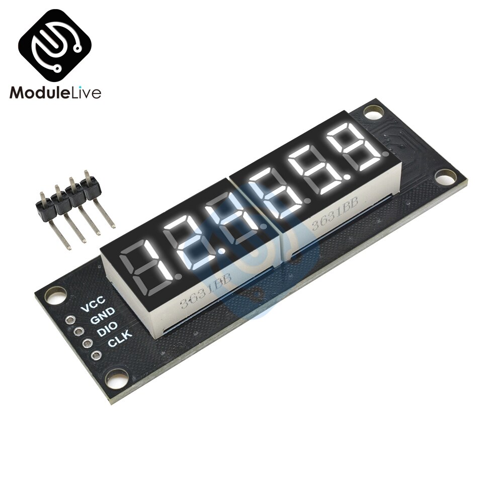 Tm1637 6 bitar 5v digital ledd displaymodul för arduino 7 segment 0.36 tum decimal klocka röd anodrör dubbel prickar modul: Tm1637 vita