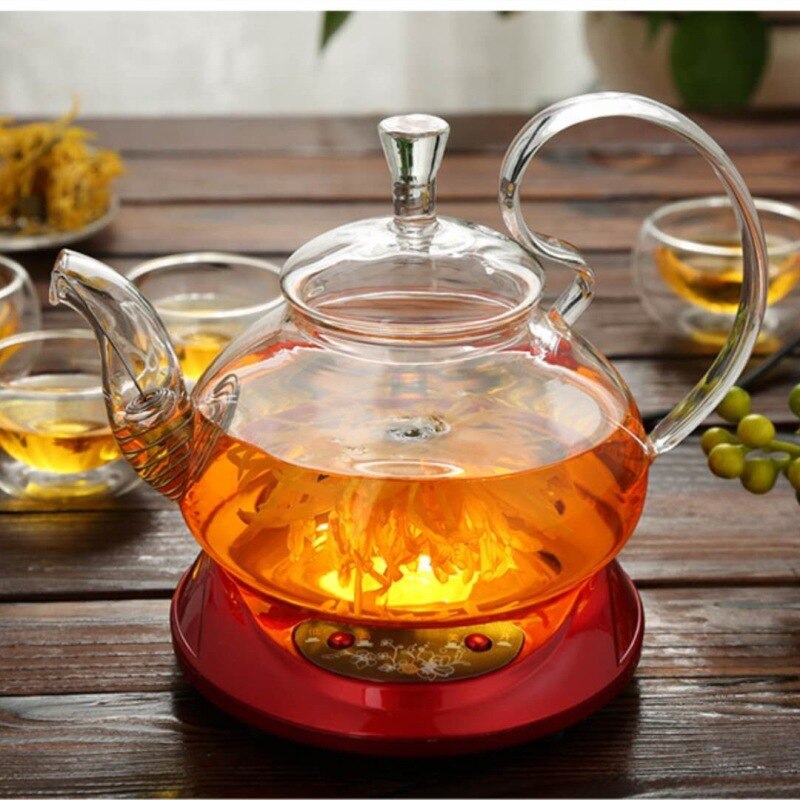 Glas thee set hoge set Pyrex theepot met filter hoge borosilicaatglas theepot bloem theepot