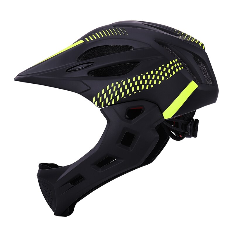 LED Kinder gelände Volles Gesicht Mountainbike Helm Balance Sport Downhill Radfahren Helm Cascos Ciclismo Fit für 3 -10 jahre Kinder: black yellow
