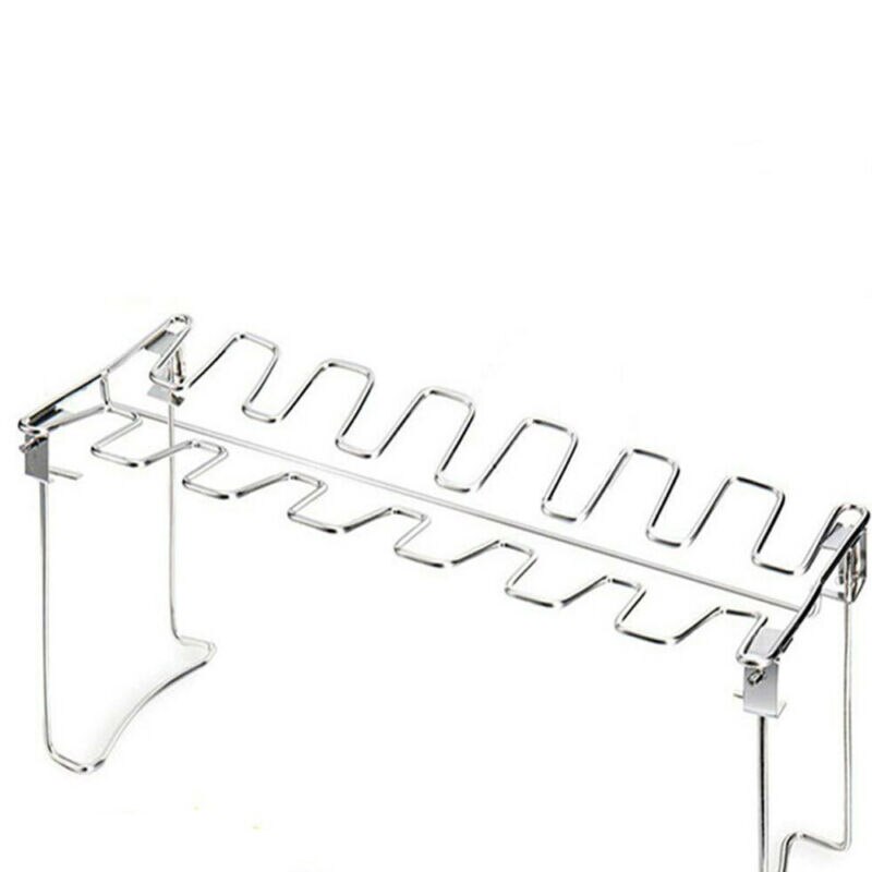 14 åbninger bbq holder and kyllingelår vinge grill madlavningsstativ med dryp pande fjerkræ steger kyllinge vinge rack rustfrit stål