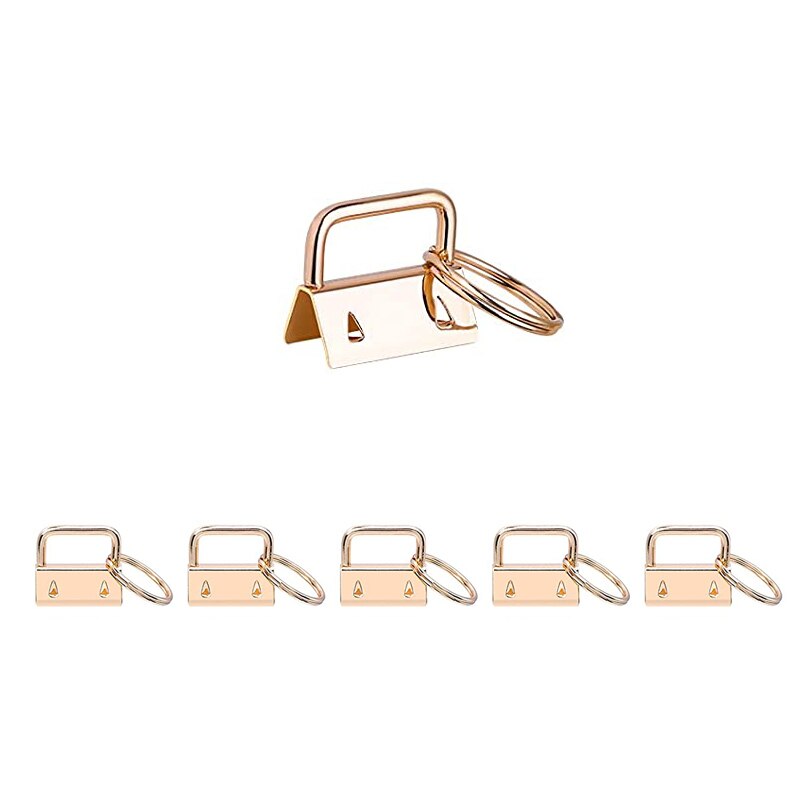 5 pces 1 polegada chave fob chaveiro ferragem para braçadeira de pulso saco telefone celular carteira docorate chave cordão fácil fazer instalar 2.5cm: Light Gold