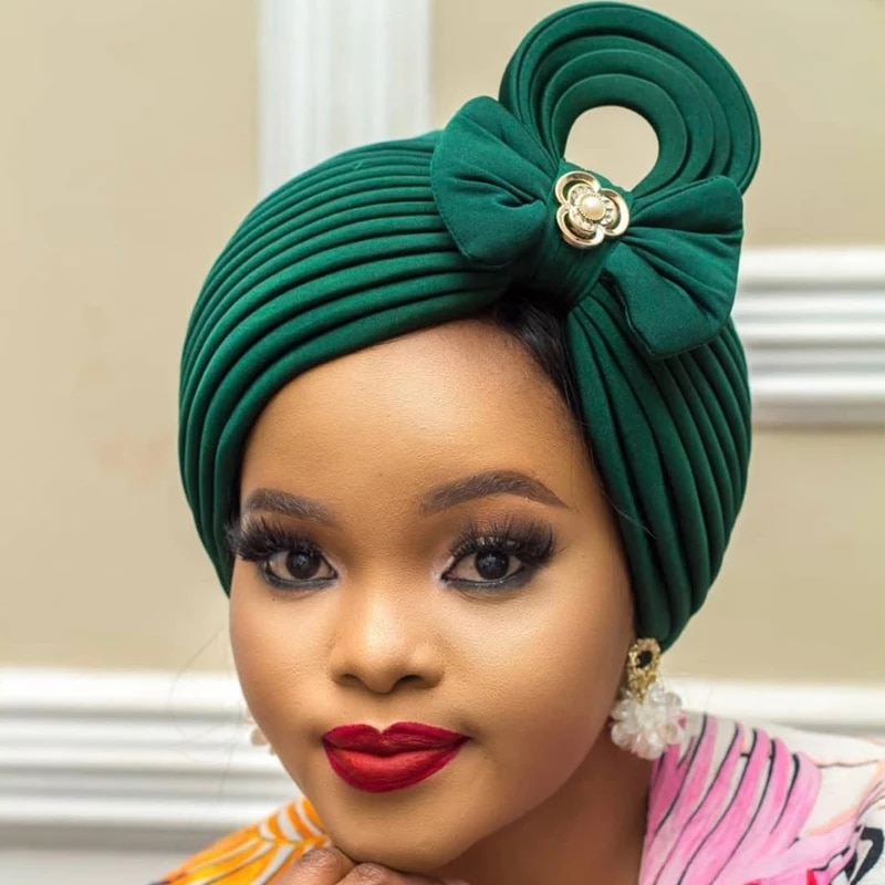 2022 neueste Nigerian Hochzeit Gele Kappe Afrikanische Auto Gele Headtie Muslimischen Turban Kappe Arabische Indien Hütte Weibliche Kopf wickeln Turbante mujer