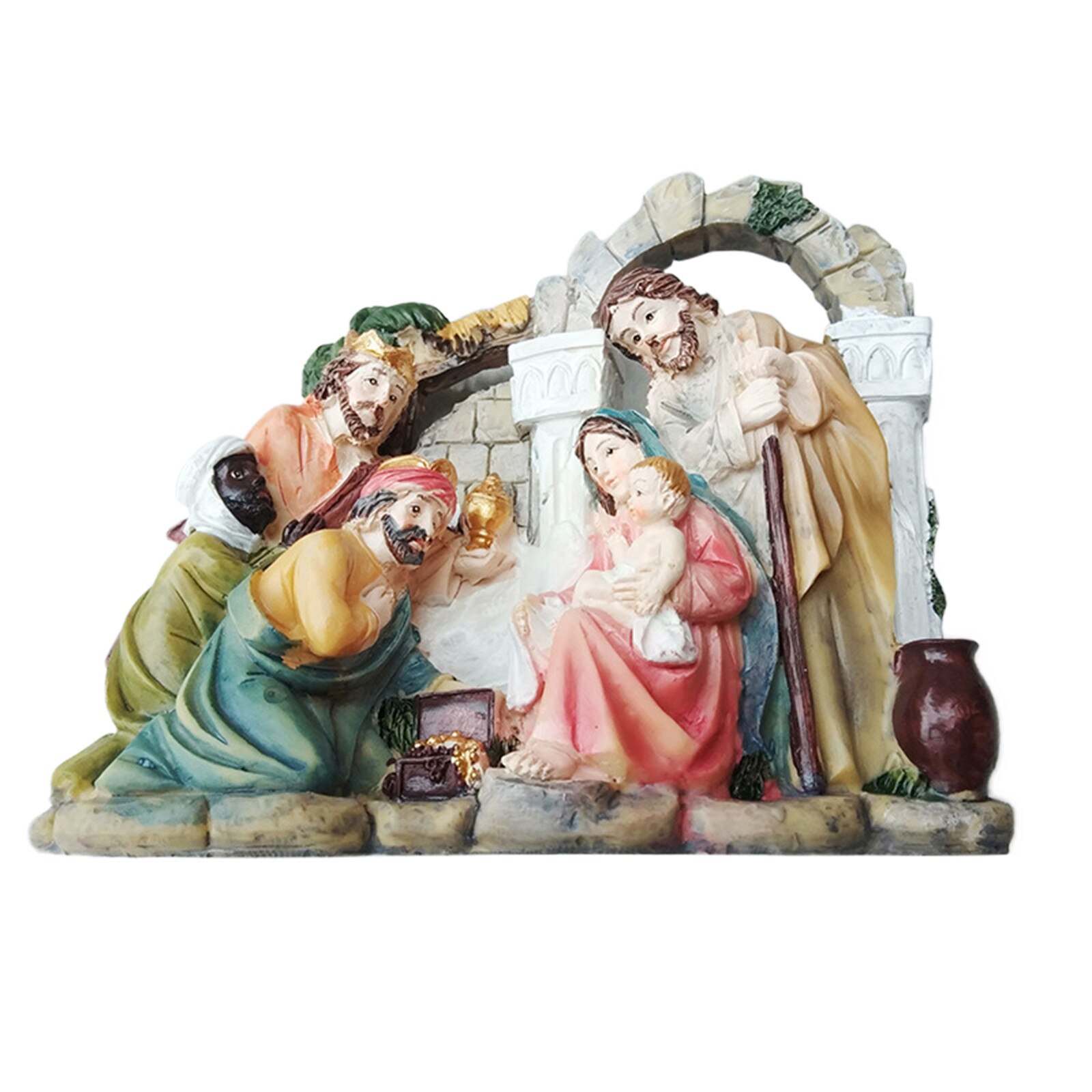 4 # Kerststal Ornament Heerlijke Verbazingwekkende Hars Standbeeld Van De Maagd Maria Van De Kerststal Kribbe Religieuze Serie Home Decoratie