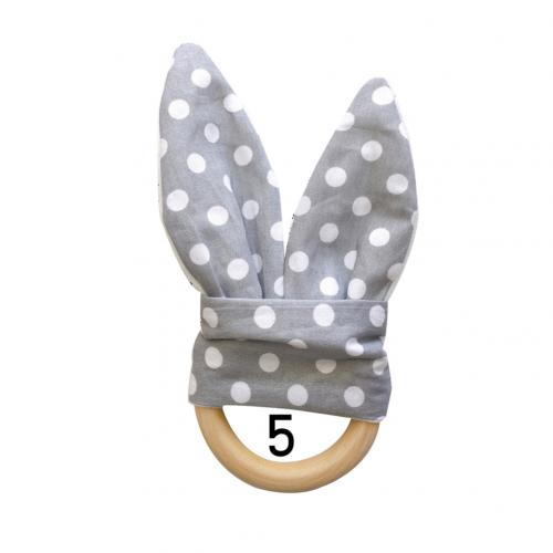 1Pcs Baby Bijtring Houten Ring Baby Bunny Oor Bijtring Kinderziektes Speelgoed Veilig Rustgevende Chew Douche Dental Oefening Speelgoed: 5