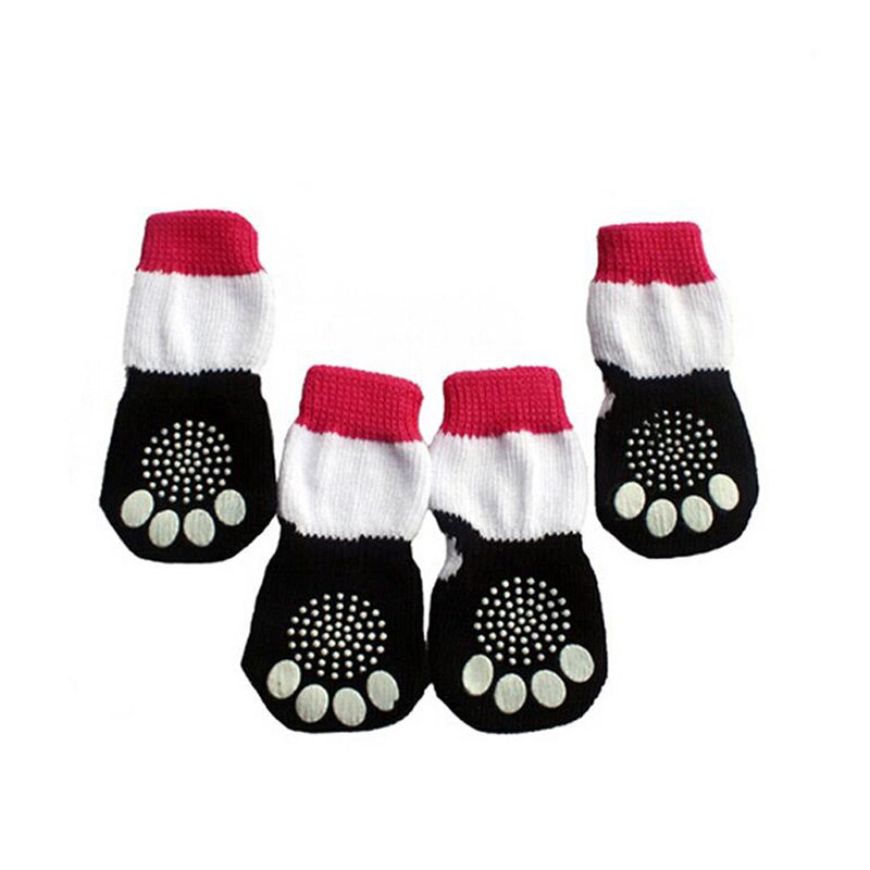 2 par sklisikre hundesokker strikke sokker små katt hunder vinter sokker chihuahua tykk varm pote beskytter hund sokker støvletter: L
