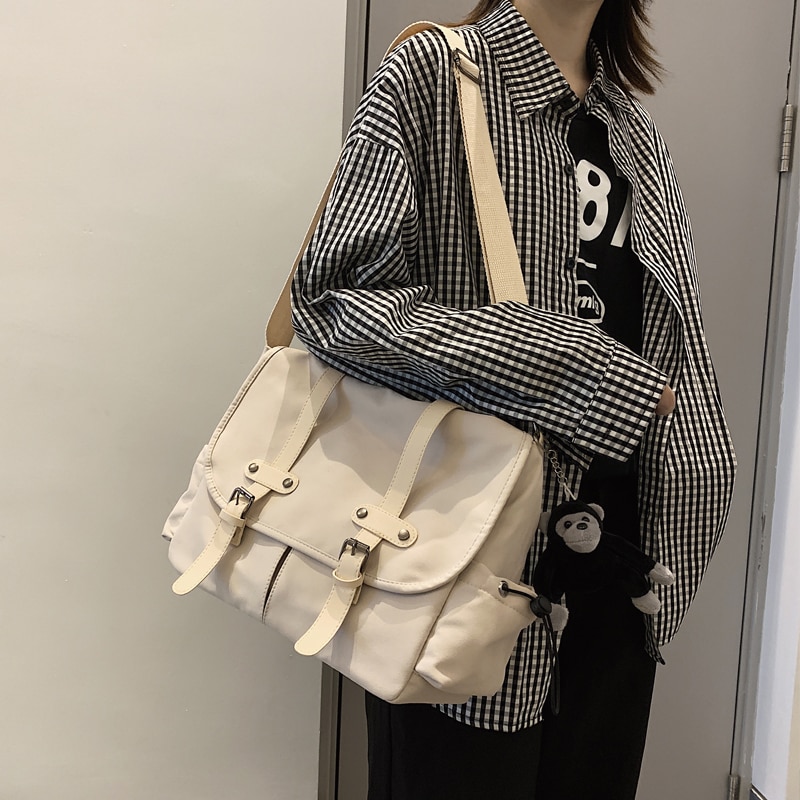 Bolso de lona de japonés para mujer, bandolera de mano femenina, estilo coreano,