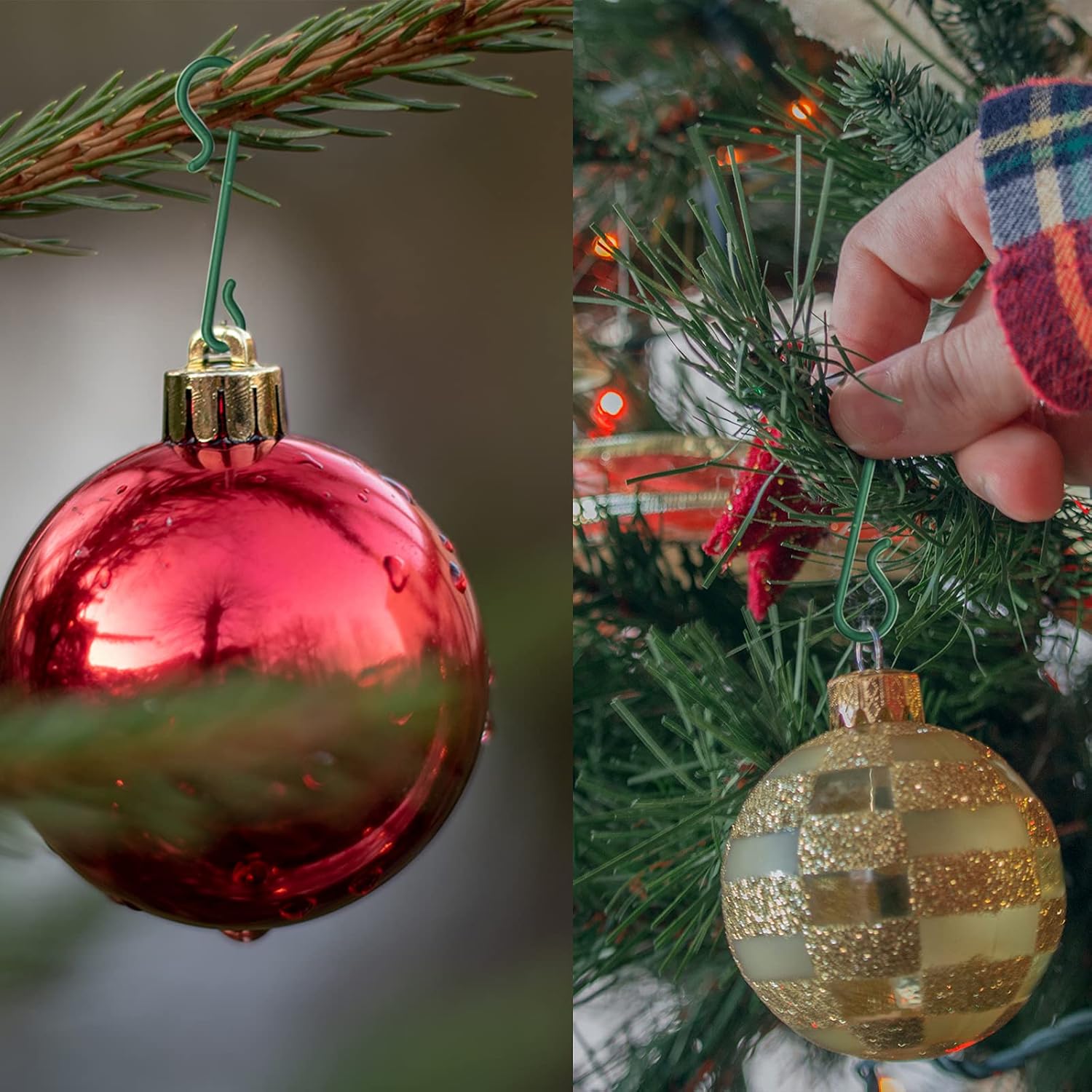 Ganchos de árvore de natal verde, pingente de suspensão de natal, mini cabide, bola, ornamento, gancho para guirlanda de ano novo, decoração de festa em casa