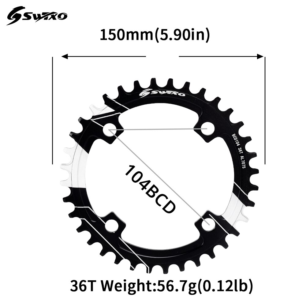 SWTXO 104BCD MTB Bike Crankset Bicycle Crank Chainwheel Rainbow Aluminum Alloy With Bottom 170mm Crank 32T 34T 36T 38T Plate: 38T
