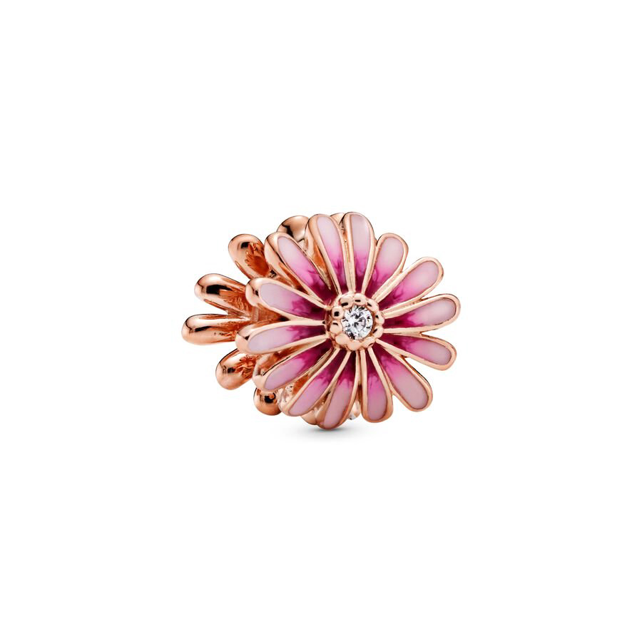 DIY Jewelry Deep Purple Pansy Flower、Pink Pansy Flower & Pink Daisy Flower Charm Bead Fit Original Silver 925 Europeans Bracelet: Red
