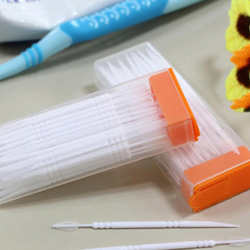 Mondadientes portátiles, palillos de plástico creativos de doble cabeza para limpieza de dientes, mondadientes sin olor ecológicos