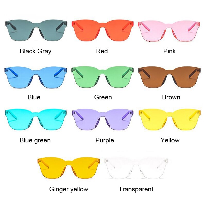 Vierkante zonnebril zonder montuur voor dames, luxe merkbrillen, snoepkleurige spiegel oculos de sol