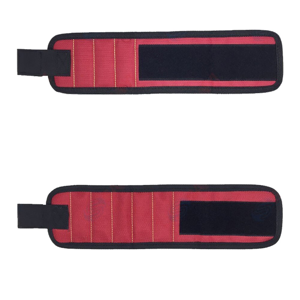 Powerful Magnetic Wristband Bakelite Multi-function Tool Storage Bag Magnet Picker Adsorption Screw Portable Magnetic Wristband: Red / 3 rows