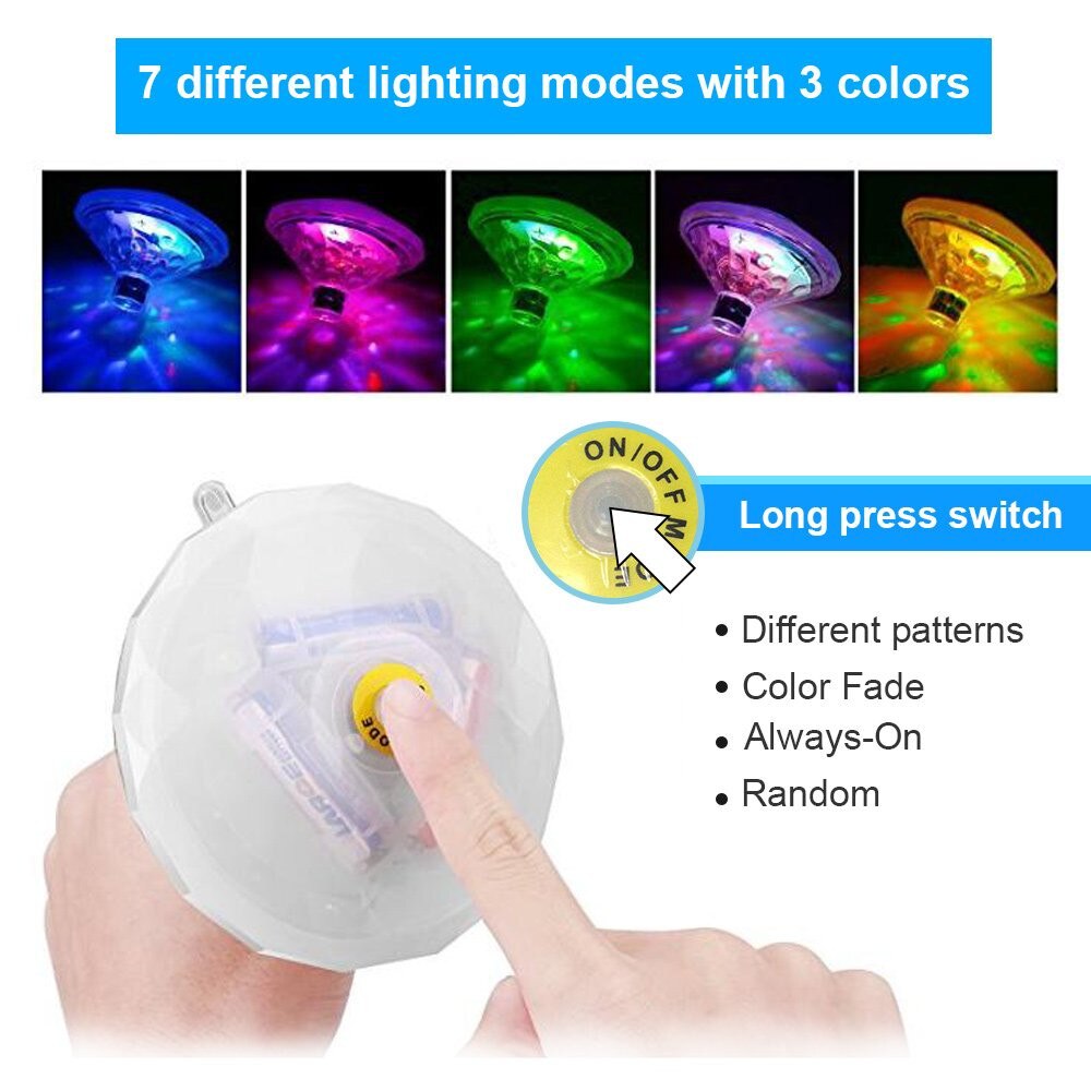 Floating Underwater Light RGB Submersible LED Disco party Light Glow Show Swimming Pool Tub Spa Lamp Baby Bath Light