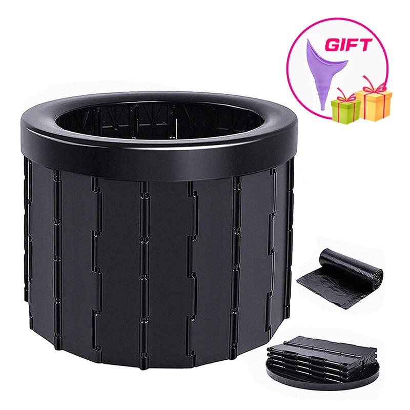 Portable Toilet Folding Commode Porta Potty Car Toilet Camping Toilet For Travel Bucket Toilet Seat for Camping Hiking Long Trip: black