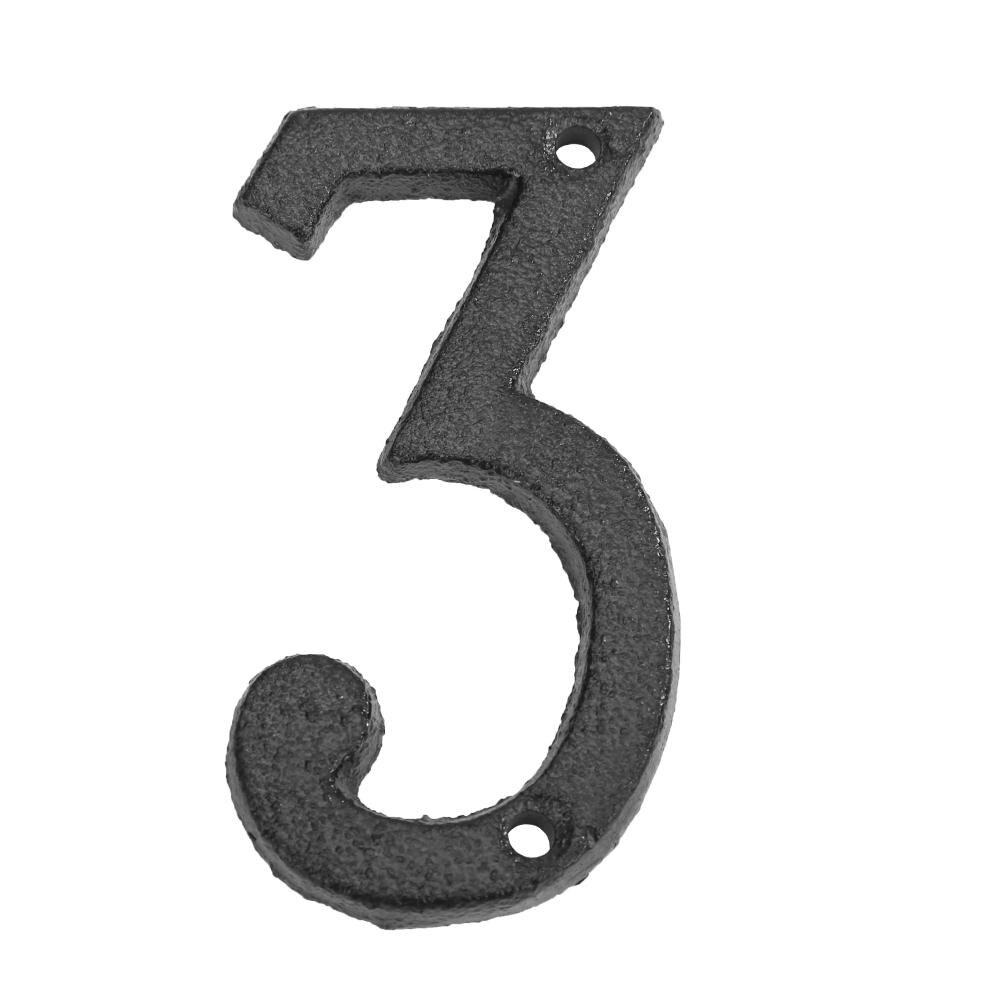 Metal Digital Door Numbers Cast Iron House Sign Doorplate Hotel Apartment Home Street Garden Outdoor Mailbox Numbers with Screws: 3