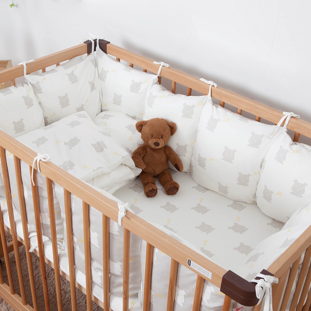 Warm Baby Bumper Newborn Sleeping Bedding Sets Double-Sides Print Cute Bear Baby Pillow Soft Toddler Protector Infant Room Decor