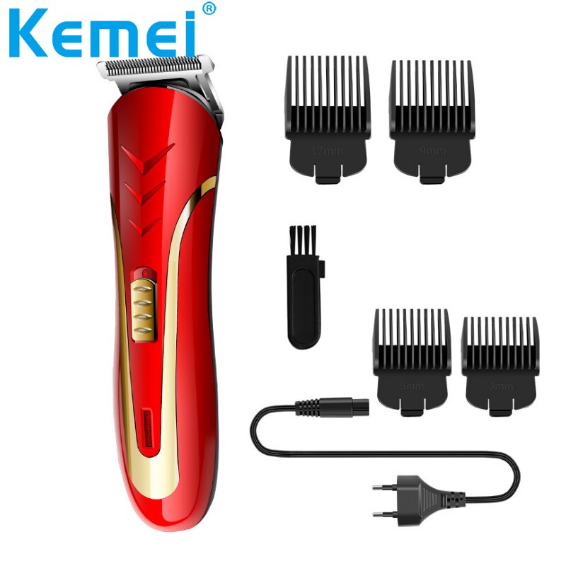 Kemei Haircut Cordless Hair Clipper Red Electric Hair Trimmer Men Cutter Hair Cutting Machine