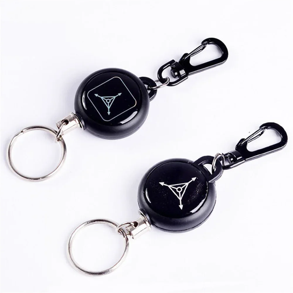 LLavero retráctil negro, llavero con insignia de identificación antipérdida con cuerda de alambre de acero elástica, accesorios para mochila, herramienta para exteriores: verde