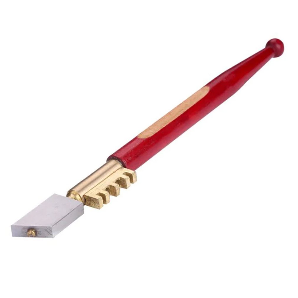 Diamond Tipped Wooden Handle Glass Cutter Tool With 10mm Scale Cutter For Glass Mosaic And Pencil Shape Tiles