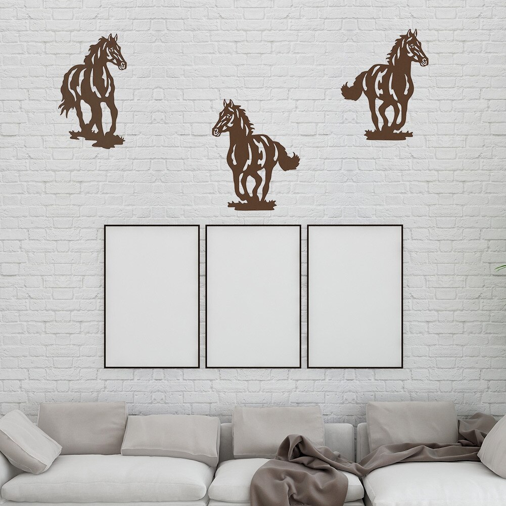 3pcs/set Metal Horse Farmhouse Modern Home Hanging Beautiful Rustic Concise Indoor Outdoor Garden Wall Art Decor Bathroom
