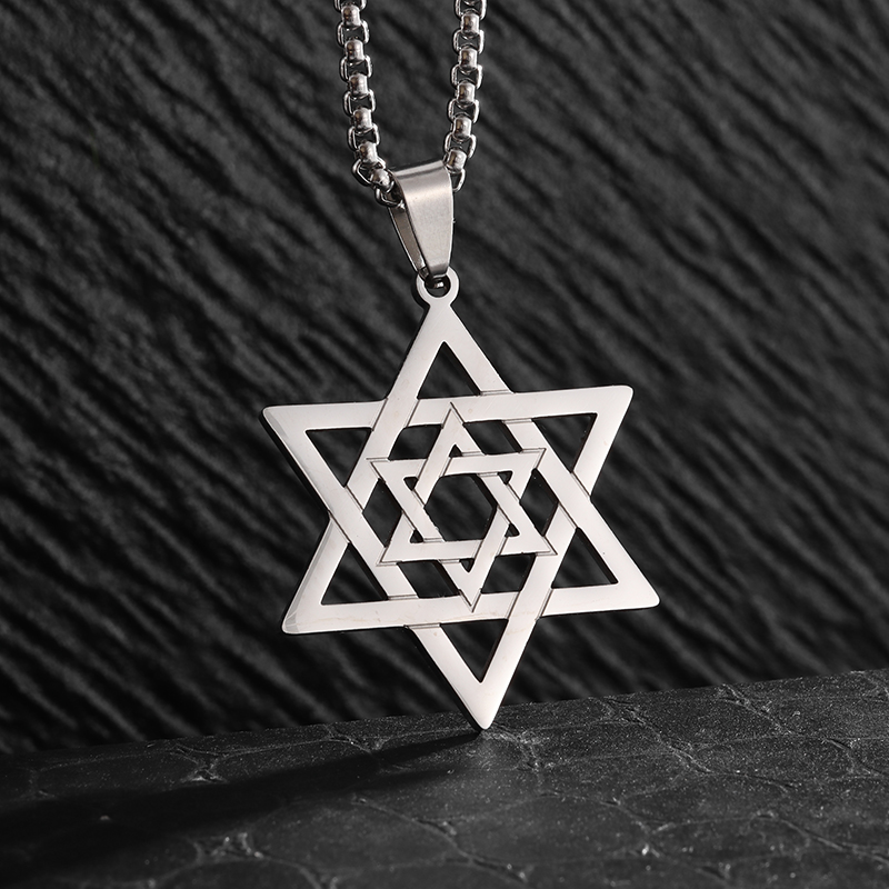 Collar de pentagrama de brujería de acero inoxidable para hombre, colgante de Tetragrammaton judío y hebreo, amuleto de solmón, joyería