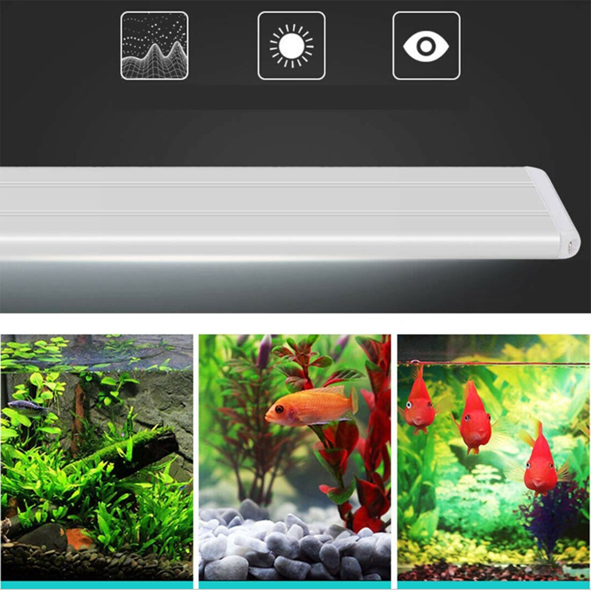 Iluminación LED delgada 5730SMD para acuario, barra de luz para pecera, lámpara de Clip con soporte extensible, LED azules y blancas