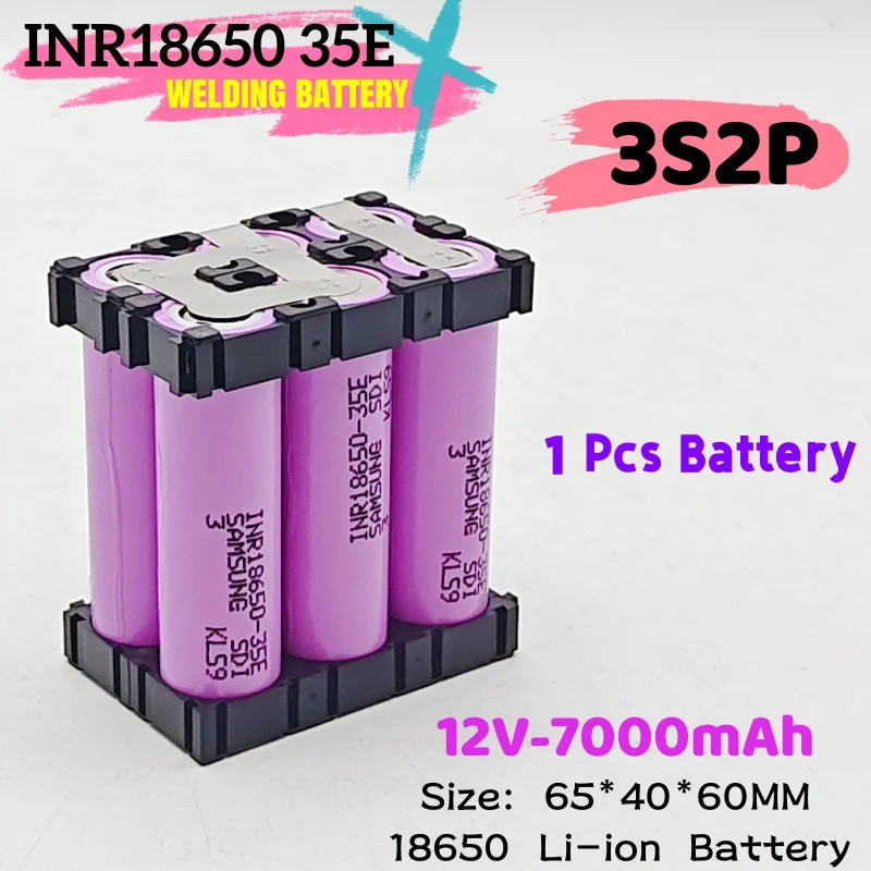 3S2P 4S2P 5S2P 6S2P 18650 35E 7000mAh 7.4V 12.6V 14.8V 18V 25.2V do akumulatorów wkrętakowych Weld 18650 Battery Pack: green