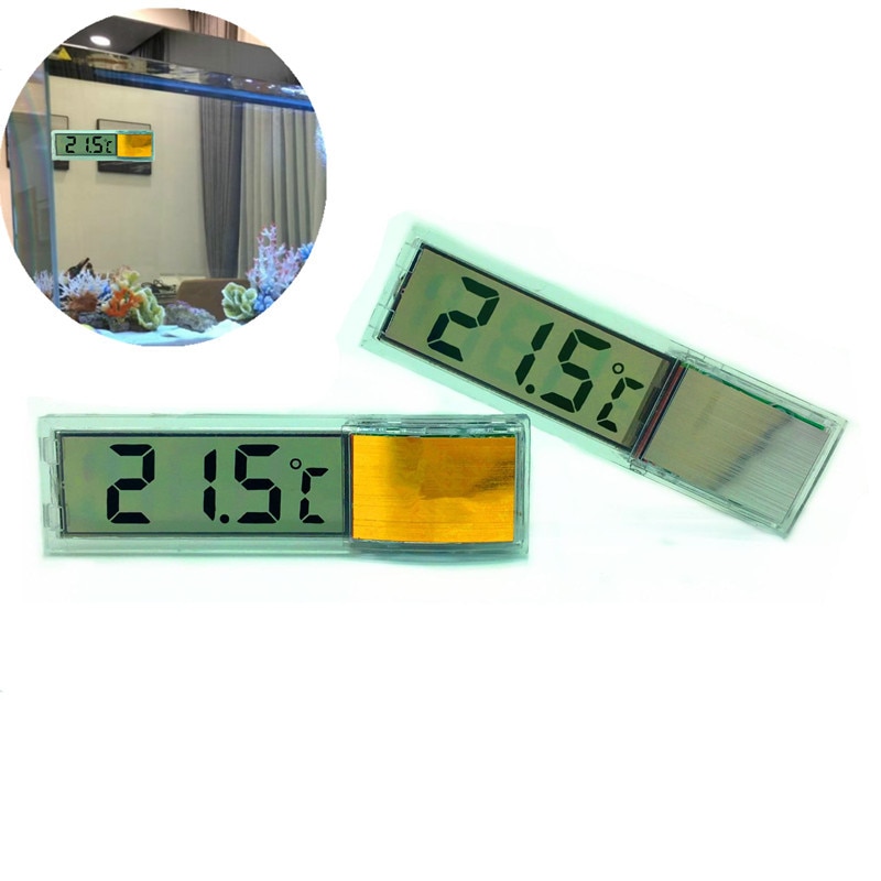 Termómetro Electrónico Digital 3D de Metal plástico para acuario, medidor de temperatura para peceras, de oro y plata