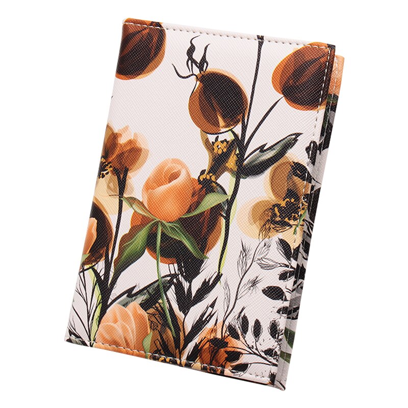 Flower Patten Color Embossing Passport Cover PU Leather Passport Credit Card Holder: Orange