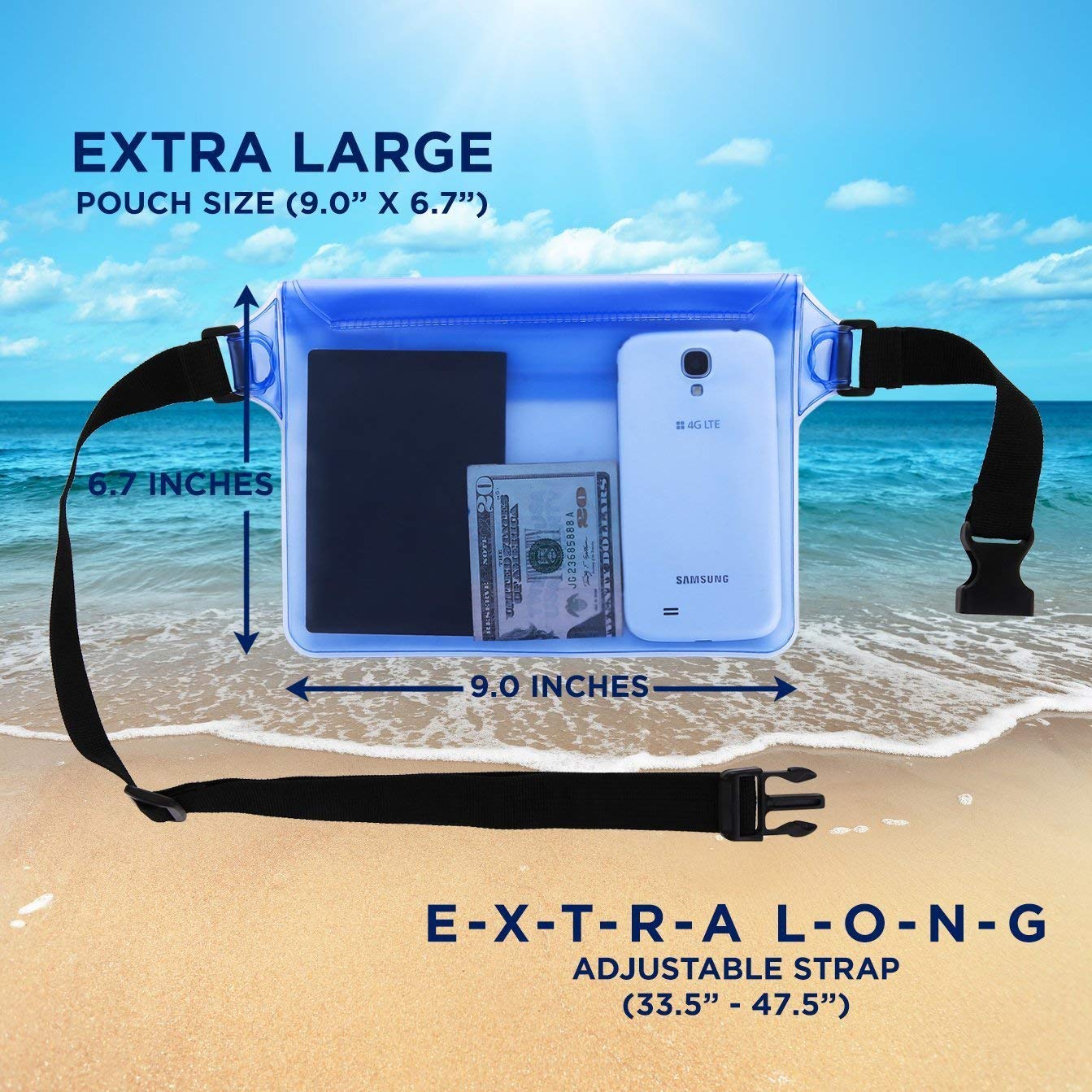 Bolsa impermeable de pvc para exteriores, bolsas de cintura para acampar, escalada, senderismo, deporte, funda bolsa seca con correa para el hombro en la cintura