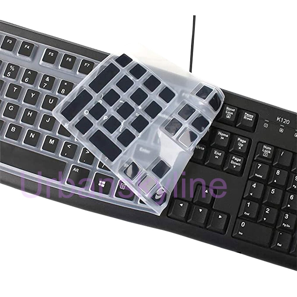 MK120 Toetsenbord Cover Voor Logitech MK120 K120 Bedrade Set Transparant Clear Black Film Siliconen Tpu Case Slim Dunne Engels Ons