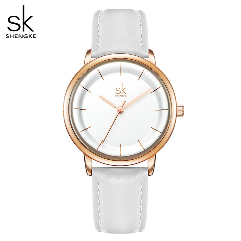 Shengke – montre-bracelet en cuir pour femmes, Simple, à la , à Quartz, étanche, pour filles