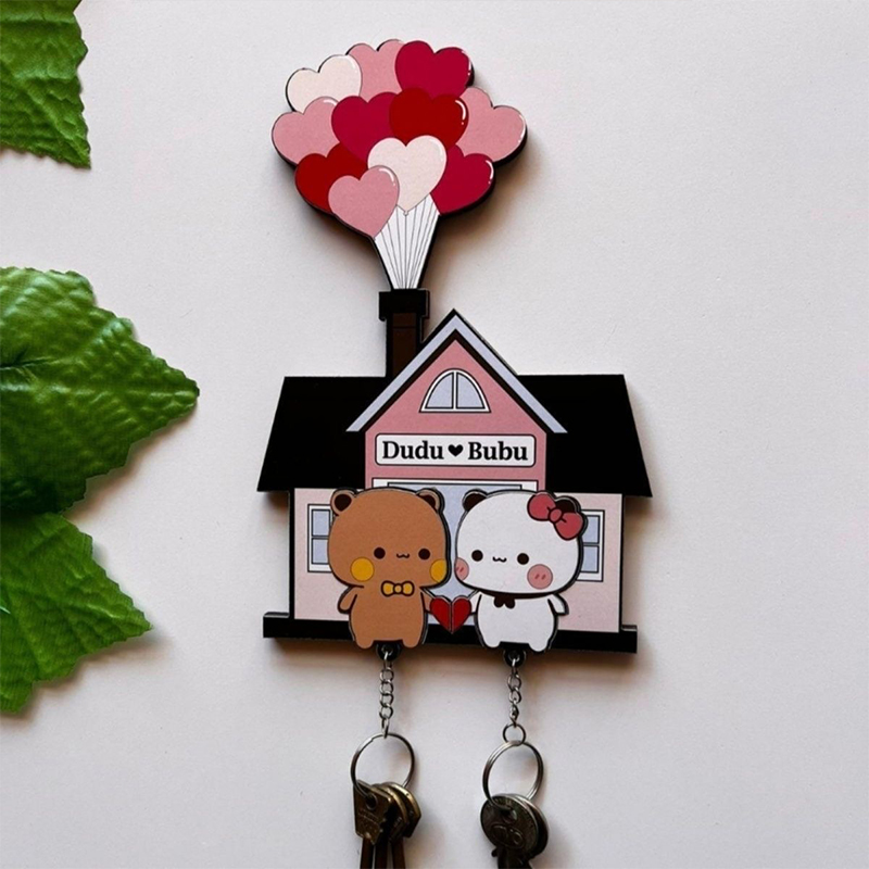 Creatieve Muur Sleutelhouder Leuke Cartoon Acryl Sleutelhanger Hanger Sleutel Haken Organizer Rack Home Decor Koelkast Stickers: Licht Groen