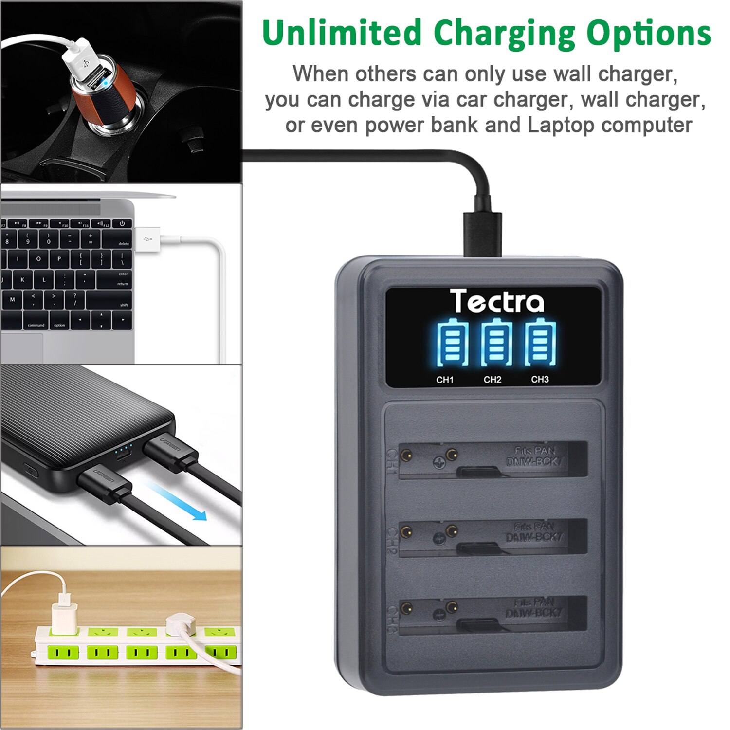 DMW-BCK7 Batterie + LED USB Chargeur pour DMW BCK7E BCK7PP NCA-YN101G Panasonic Lumix DMC-FH25 FH27 FP5 FP7 FS16 FS22 FS35 FS37 S1: 1 charger