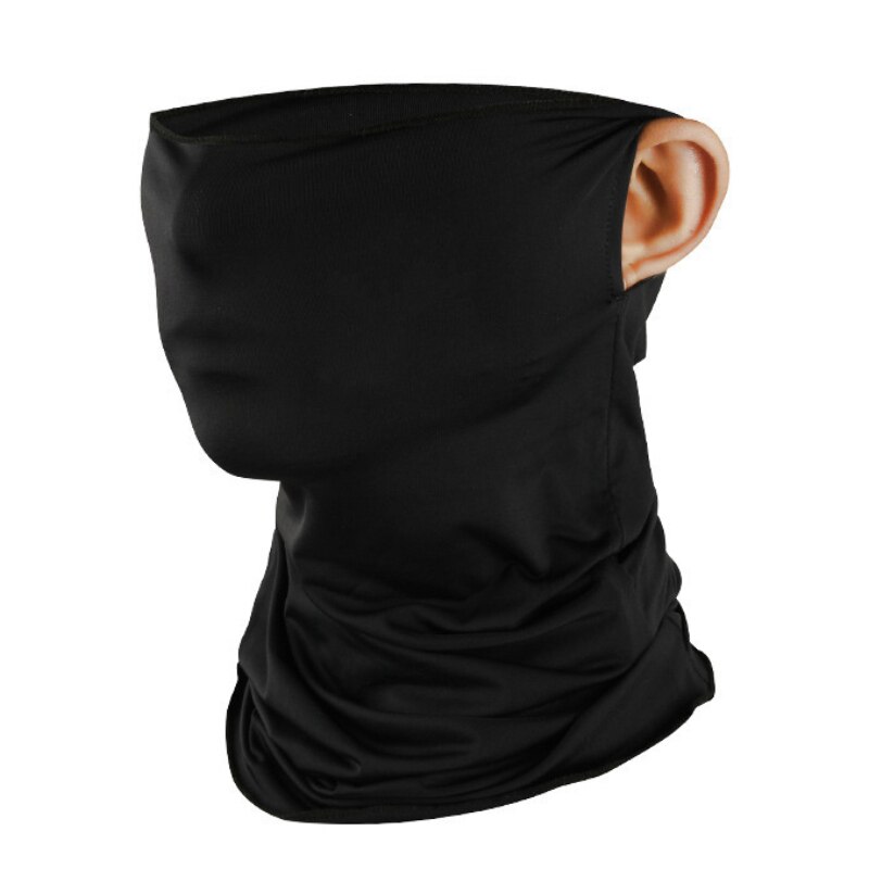 Motorcycle Proctect Cycling Face Mask Anti-UV Neck Hood Half Face Breathable Dustproof Headband Triangle Sport Scarf: black